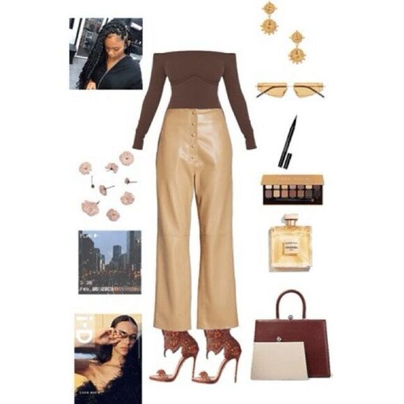 NANUSHKA Sora Vegan Leather Straight-leg Trousers in Camel Size M - Picture 3 of 9